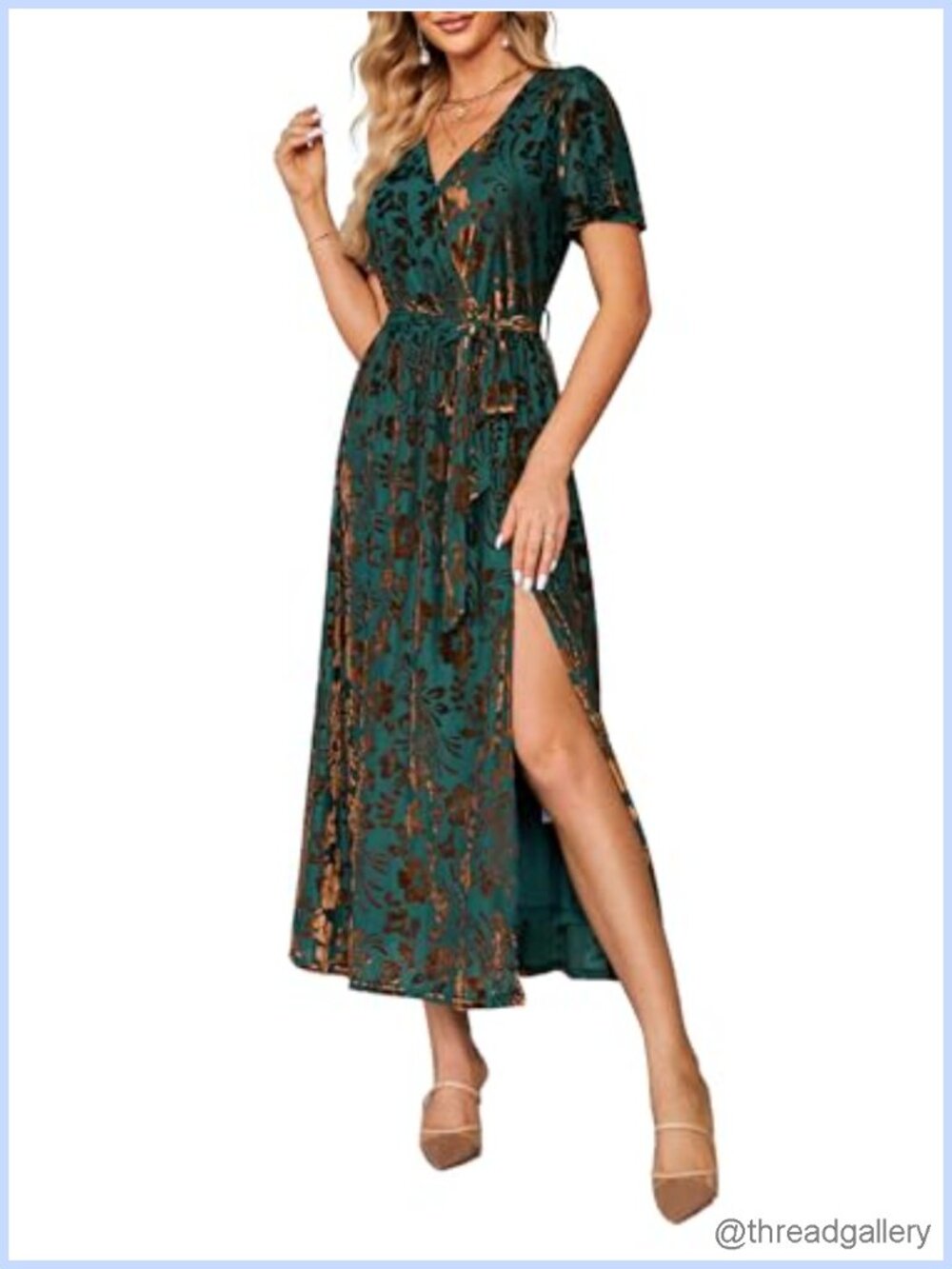 Velvet V Neck Wrap Maxi Dress Semi Formal Cocktail Wedding Guest